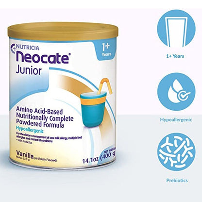 Nutricia Neocate Junior Hypoallergenic Toddlers Milk Formula With Prebiotics For 12+ Months Vanilla Flavour 400g
