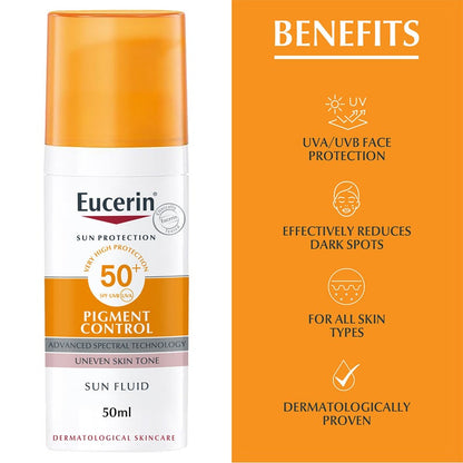 Eucerin Sun Pigment Control Sunscreen SPF50+ Sun Fluid For Uneven Skin Tone 50ml