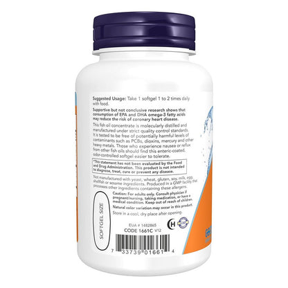 Now Ultra Omega 3 1000mg - 500mg EPA + 250mg DHA Fish Oil Supplement Softgels, Pack of 90's