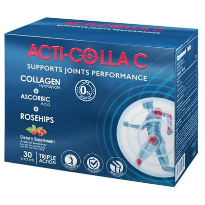 Eva pharma acti-colla c triple action oral powder sachets for joint support, pack of 30's