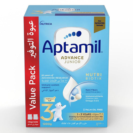 Aptamil Advance Junior Stage 3 Palm Oil Free Toddlers Milk Formula For 1 To 3 Years 1200g