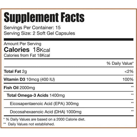 Eva Pharma Limitless Omega 3 Fish Oil 2000mg Soft Gel Capsules, Pack of 30’s