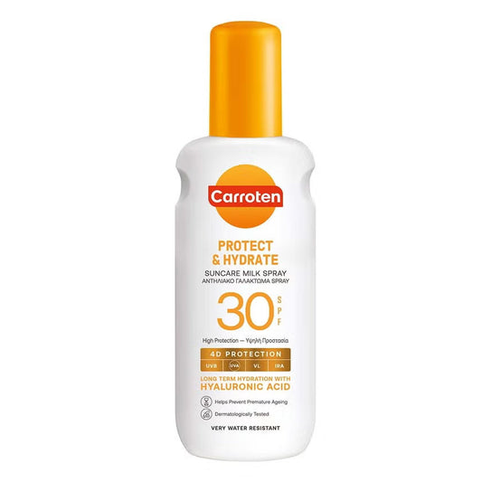 Carroten Protect & Hydrate Suncare SPF30 Body Milk Spray With Hyaluronic Acid 200ml Carroten