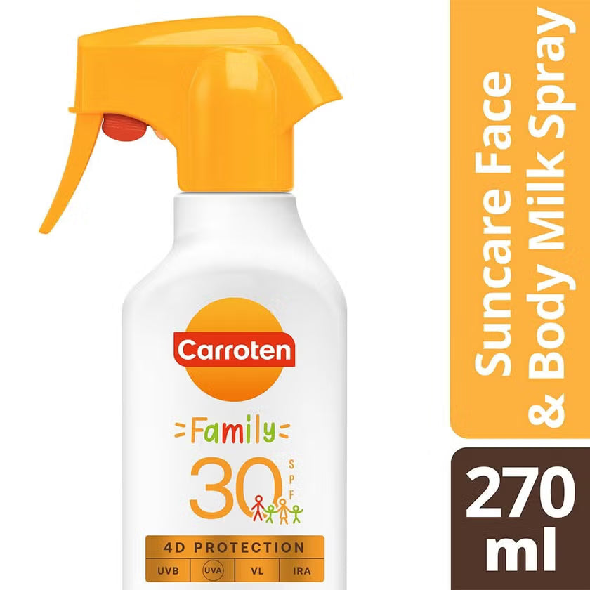 Carroten Family Suncare SPF30 Face & Body Milk Sunscreen Spray 270ml Carroten