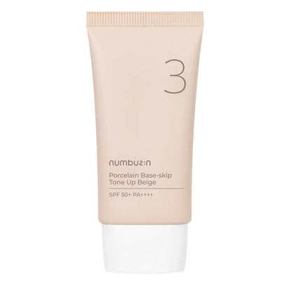 Numbuzin No 3 Porcelain Base Skip Tone Up SPF50+ PA+++ Tinted Sunscreen - Beige Color 50ml