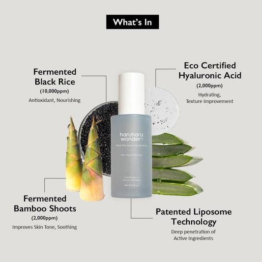 Haruharu Wonder Black Rice Hyaluronic Acid Essence Face Serum For Oily To Combination Skin 50ml