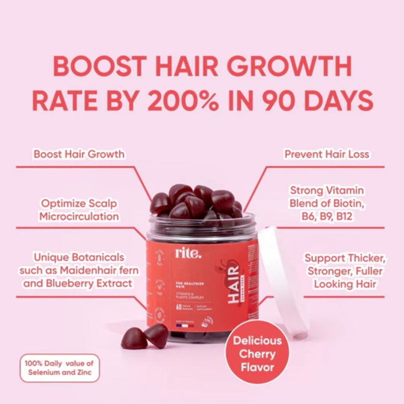 Rite Hair Gummies For Healthier Hair, Pack of 60's
