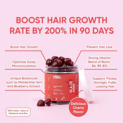 Rite Hair Gummies For Healthier Hair, Pack of 60's