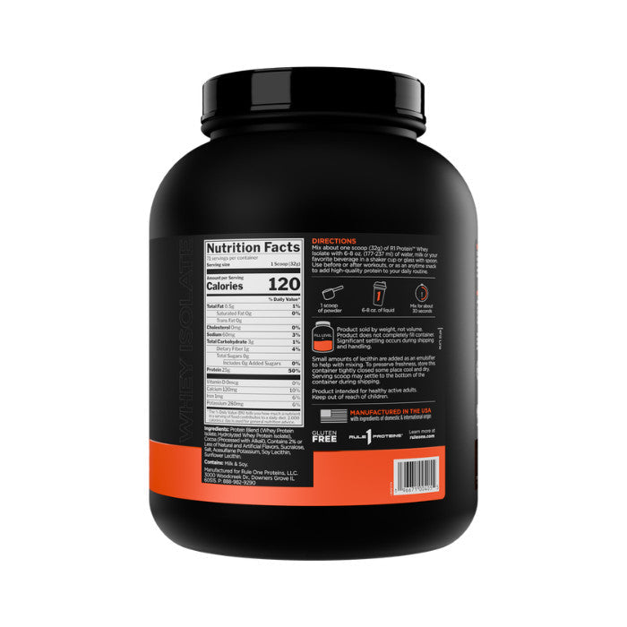 RULE 1 Protein Whey Isolate Blend Chocolate Fudge 5lb – 72 Servings RULE 1