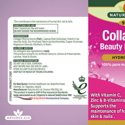 Natures Aid Collagen With Vitamin c Zinc & B-Vitamin 90 Vegetable capsules