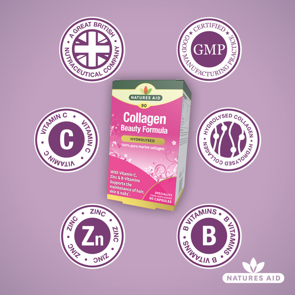 Natures Aid Collagen With Vitamin c Zinc & B-Vitamin 90 Vegetable capsules
