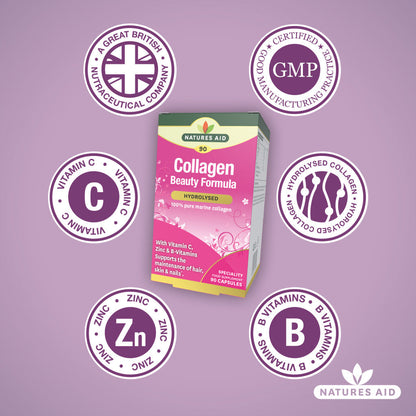 Natures Aid Collagen With Vitamin c Zinc & B-Vitamin 90 Vegetable capsules