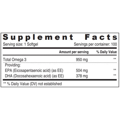 Sunshine Nutrition Ultra Concentrate Omega-3 950mg EPA & DHA 100 Softgels