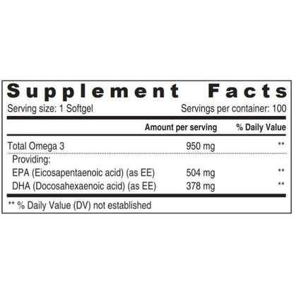 Sunshine Nutrition Ultra Concentrate Omega-3 950mg EPA & DHA 100 Softgels