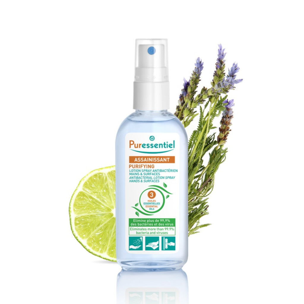 Puressentiel Purifying Antibacterial Lotion Spray Hands & Surfaces with 3 Essential Oils 80ml Puressentiel