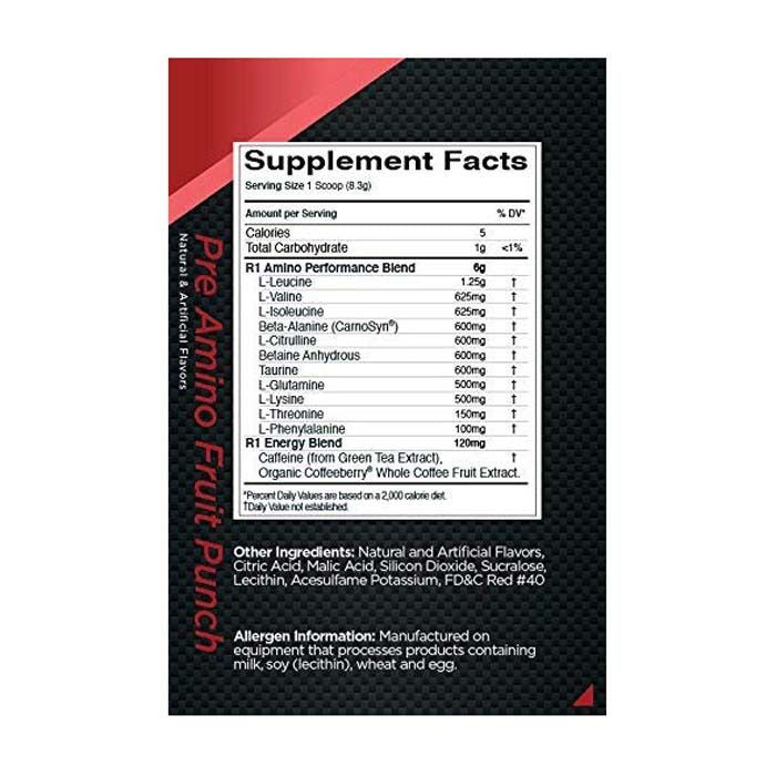 RULE 1 Pre Amino Fruit Punch - 30 Servings RULE 1