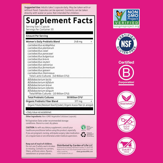 Garden of Life Dr. Formulated Probiotics Once Daily Women 50 Billion - 30 Capsules Garden of Life