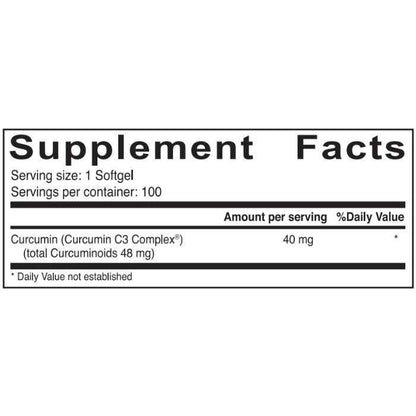 Sunshine Nutrition High Potency Curcumin 100 Softgels