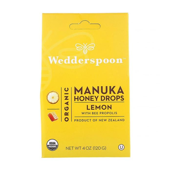 Wedderspoon Organic Manuka Honey Drops Lemon 120g 20's