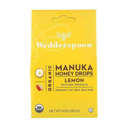 Wedderspoon Organic Manuka Honey Drops Lemon 120g 20's