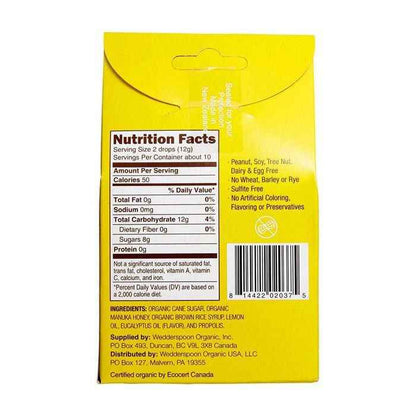 Wedderspoon Organic Manuka Honey Drops Lemon 120g 20's