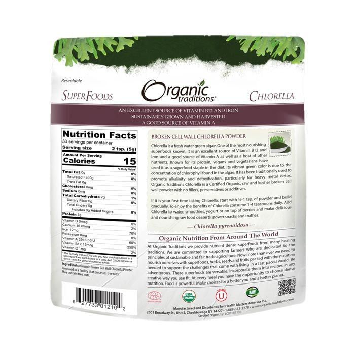 Organic Traditions Chlorella Powder 150g Organic Traditions