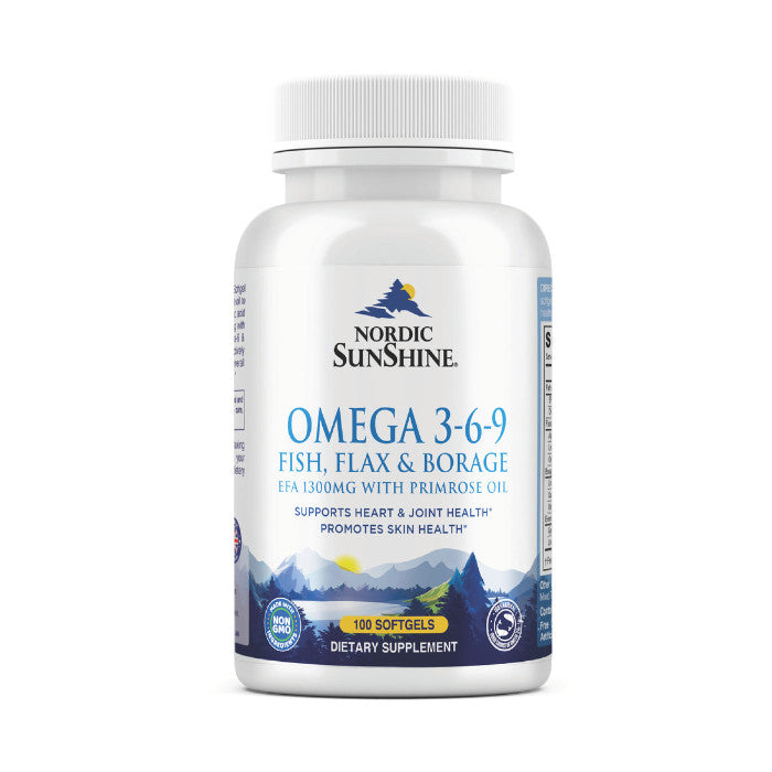 Nordic Sunshine Fish Flax & Borage 3-6-9 with Primrose Oil – 100 Softgels Nordic Sunshine