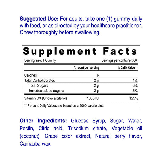 Nordic Sunshine Vitamin D3 1000 IU Gummies – Bone Strength, Immune Support & Gelatin-Free Formula – 60’s Nordic Sunshine