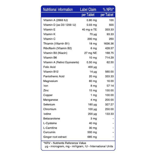 Vital Healthcare Immuno Vital, Vitamins, Zinc and Antioxidants - 30 Tablets Vital Healthcare