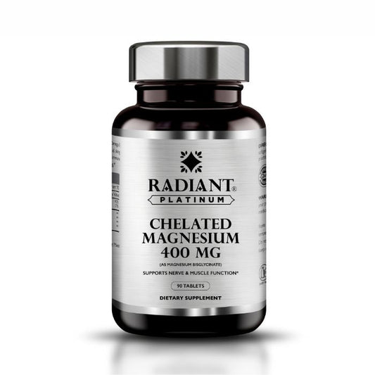 Radiant Platinum Magnesium 400mg, Stress Relief, Sleep, Muscle Recovery & Nerve Support 90 Tablets Radiant Platinum