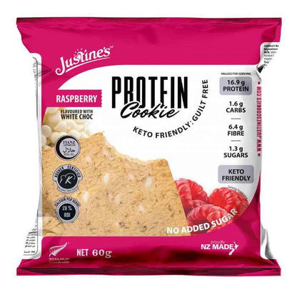 Justine's Protein Cookie Raspberry White Chocolate - 60g x 12s
