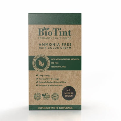 BioTint Permanent Hair Color - 4.0 Medium Brown BioTint