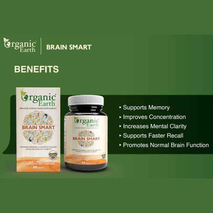 Organic Earth Brain Smart Tablets 60s – Nootropic Focus Formula