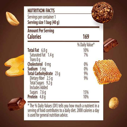 Good Calories Oats Bitter Belgian Chocolate Peanuts & Honey Crispy Balls – 40g