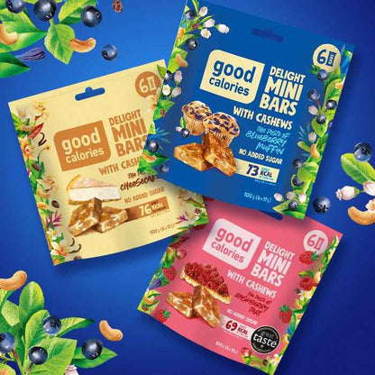 Good Calories Delight Mini Bars Blueberry Muffin with Cashews, Source of Potassium & Magnesium, 73 Kcal Per Bar, No Sugar - 102g