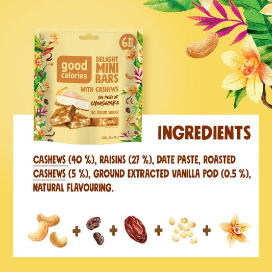 Good Calories Delight Mini Bars Cashew Cheesecake - 102g Good Calories