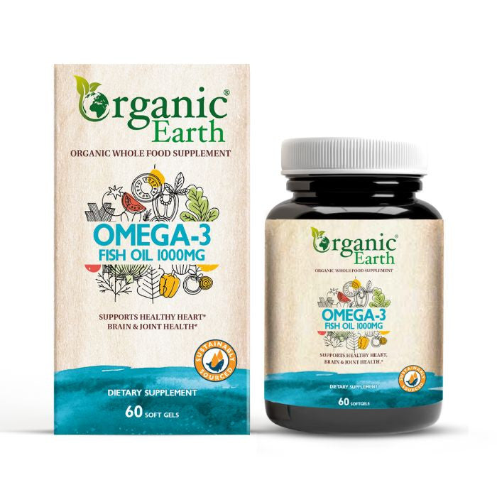 Organic Earth Organic Earth Omega-3 Fish Oil 1000mg, EPA & DHA for Heart, Brain and Joint Health - 60 Softgels - Image 3