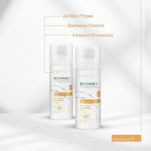 Bionnex Preventiva Sunscreen (SPF 50+) Dry Touch Fluid, Matte Finish, Oil-Free Protection - 50 ml Bionnex
