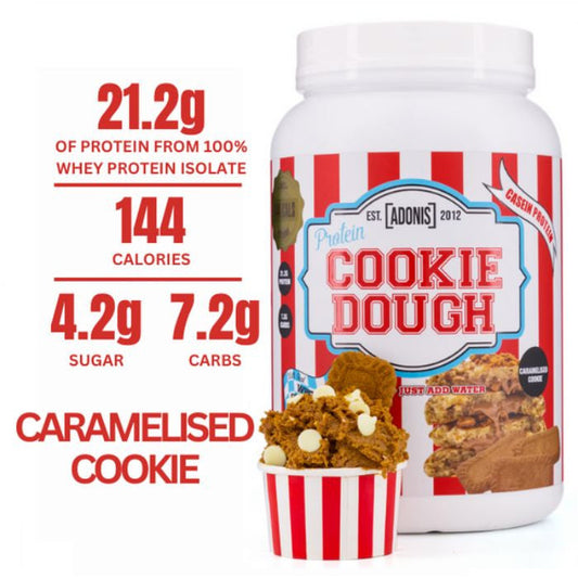 Adonis Gear Protein Cookie Dough Caramelized, High Protein Low Carb Dessert, Muscle Recovery Fuel, 1kg Adonis
