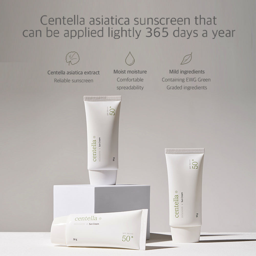 Mixsoon Centella (SPF 50+) Daily Sunscreen with Asiatica for UV Protection and Hydration - 50g Mixsoon