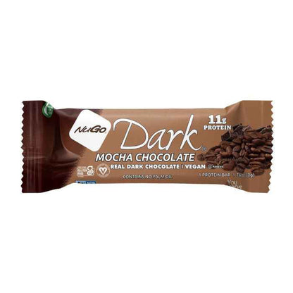 NuGo Dark Mocha Chocolate Protein Bar 50g, 11g Vegan Protein, Gluten Free, Non-GMO, Pack of 12 pcs