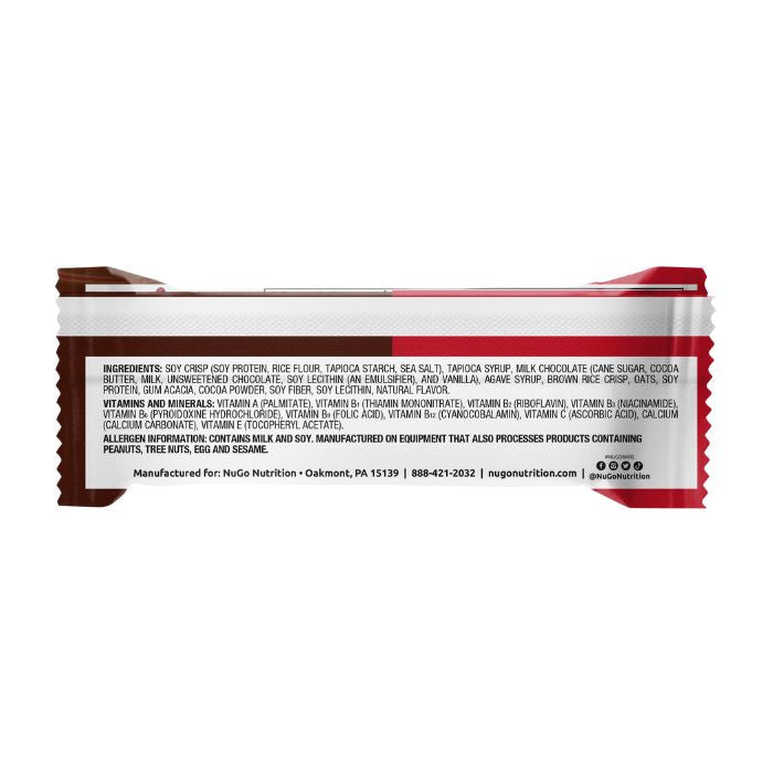 NuGo Original Milk Chocolate Protein Bar 50g, 11g Protein, Gluten Free Snack with Added Vitamins, Pack of 15 pcs NuGo