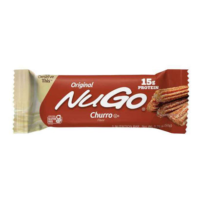 NuGo Original Churro Protein Bar 50g, 15g Protein, Gluten Free, Cinnamon Crunch Yogurt, Pack of 15 pcs