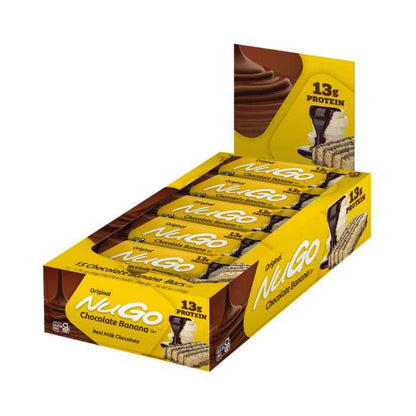 NuGo Original Banana Chocolate Protein Bar 50g, 13g Protein, Gluten Free, Real Milk Chocolate Snack, Pack of 15 pcs