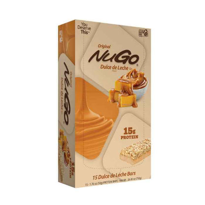 NuGo Original Dulce De Leche Bar 50g,15g Protein, Gluten Free Caramel-Inspired Crunchy Snack, Pack of 15 pcs