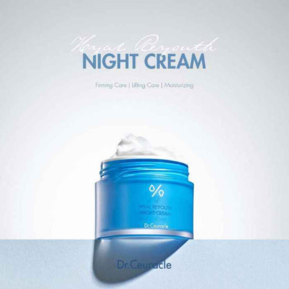 Dr. ceuracle hyal reyouth night cream, deep hydration overnight repair moisturizer, 60g