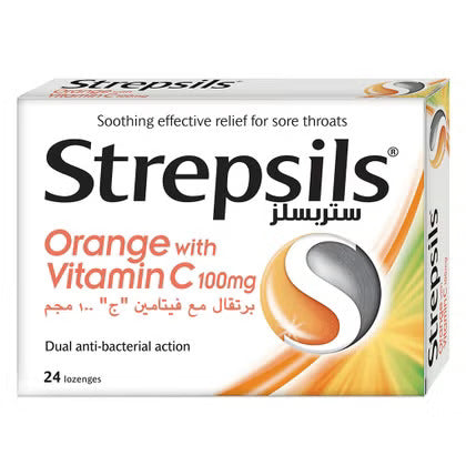 Strepsils Orange With Vitamin C 100 mg Lozenges 24's Strepsils