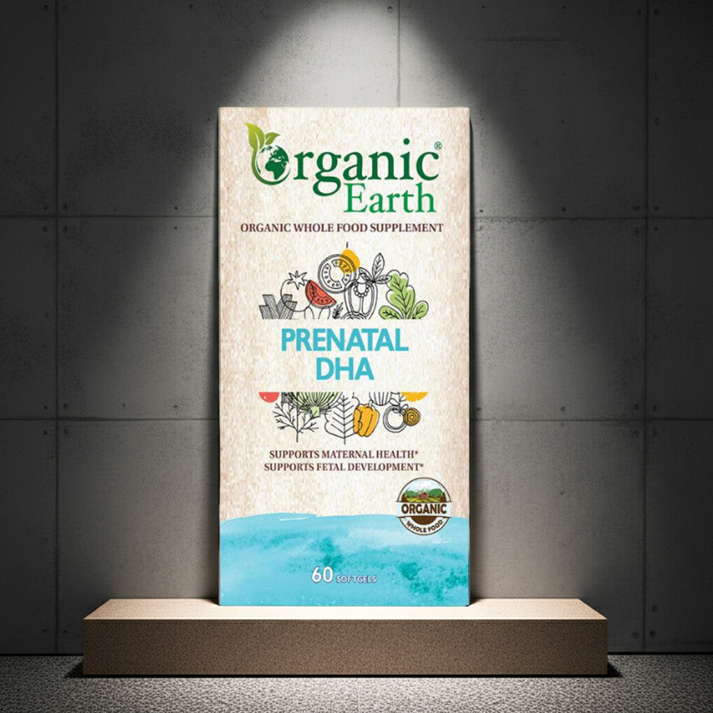Organic Earth DHA Prénatal pour le soutien de la grossesse et de l'allaitement - 60 gélules