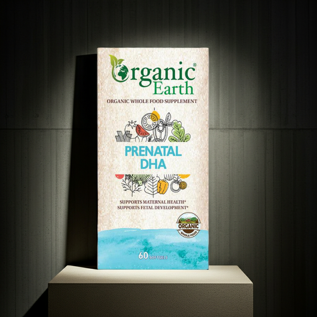 Organic Earth DHA Prénatal pour le soutien de la grossesse et de l'allaitement - 60 gélules