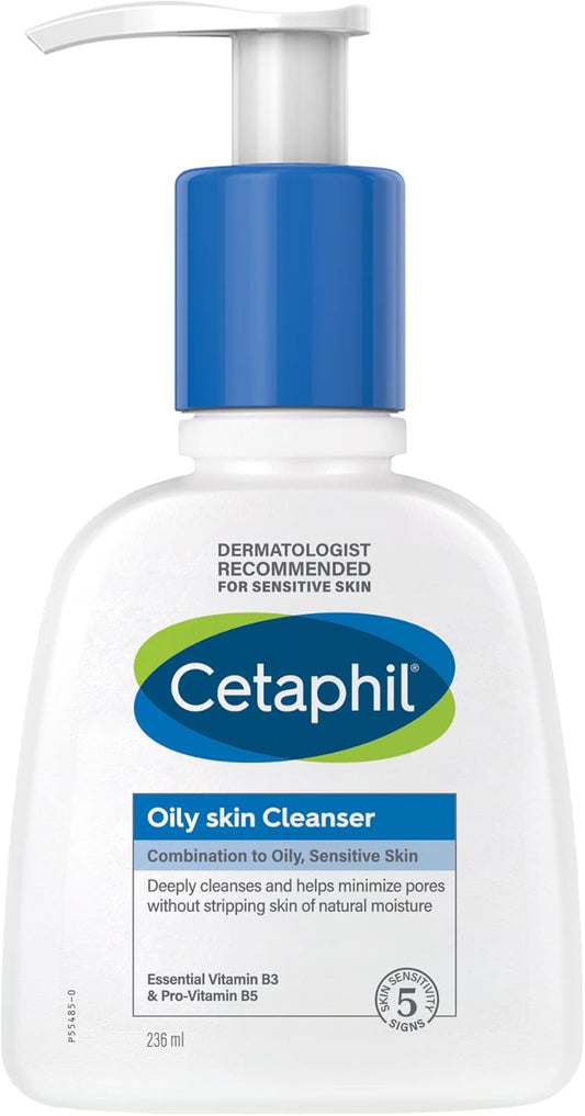 Cetaphil Oily Skin Cleanser, Foaming Face & Body Wash With Combination to Oily and Sensitive Skin - 236ml Cetaphil